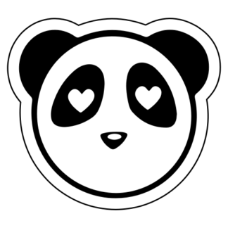 Heart Eyes Panda Sticker (Black)